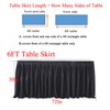 PARTISKY Black Polyester Rectangle Table Skirt, 6ft x 72in, Wrinkle