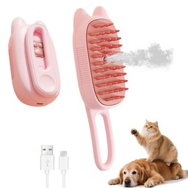 Ghyut 4 in 1 Cat Steam Brush for Shedding,Rechargeable Steam Brush for Cats and Dogs，Anti-Static, Massage, Cleaning, Shedding & Combing All in One for Grooming Multi-Functional Pet Brushes