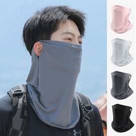 Men's Summer Air-Hole Cooling Neck Warmer Mask for Fishing & Golf Hiking Black 2ea