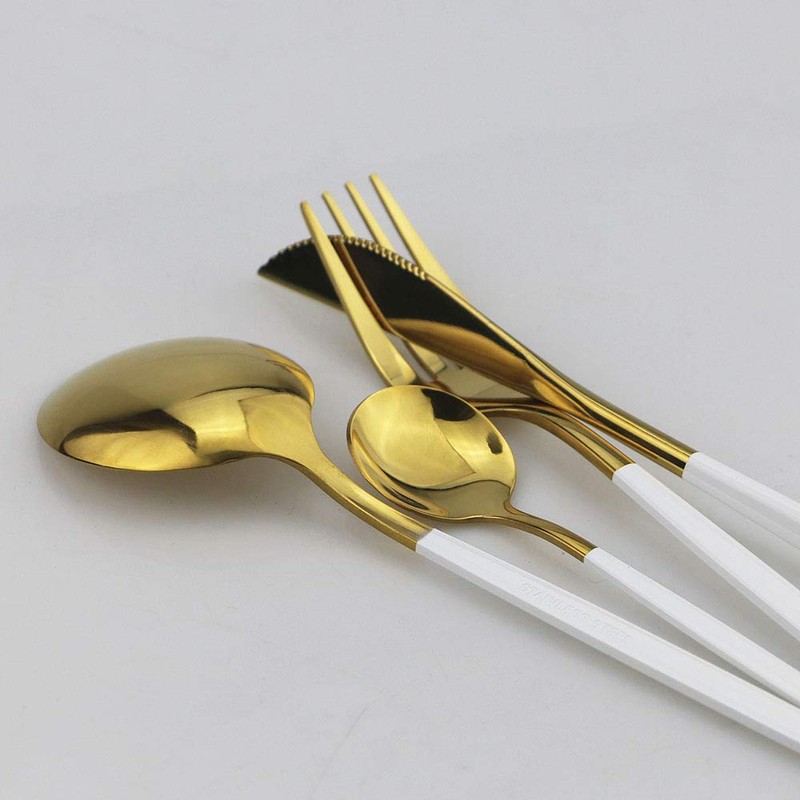 JANKNG 24-Piece Flatware Set, 18/0 Stainless Steel Knife Fork Spoon
