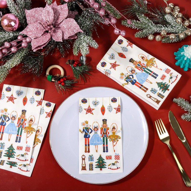 100 Pcs Christmas Nutcracker Disposable Paper Napkins