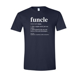 ElixirStreet Funcle T-Shirt - Funny Uncle Shirt - Funcle Definition Shirt - Favorite Uncle Shirt - Father's Day Gift Idea - Like a Dad Defination (XL, Navy)