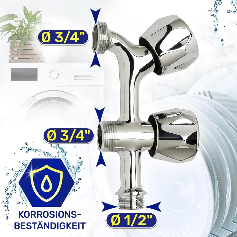 Double Tap for Washing Machine and Dishwasher Angle Valve 1/2