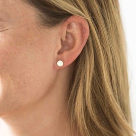 MATERIA by Matthias Wagner Gold Stud Earrings 925 Silver Round Flat in 5 Sizes, Silver