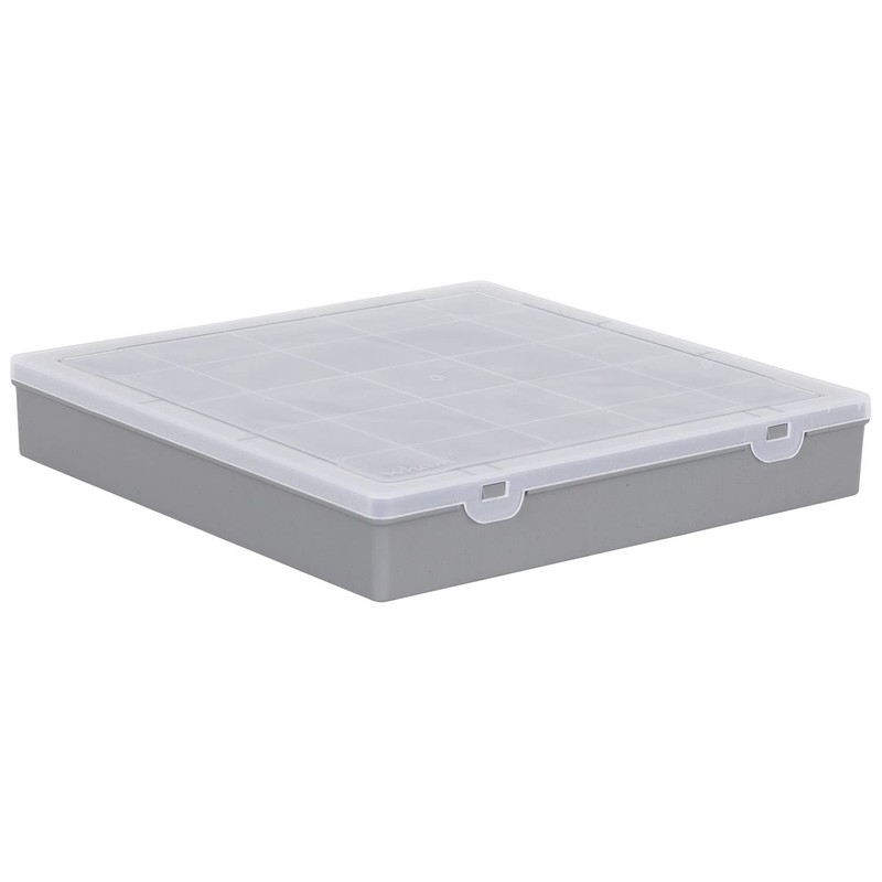 Wham 10.01 25 Division Square Plastic Organiser Box - Grey