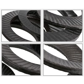 CONPHERON Locking Washers Black Non-Slip Locking Washer Carbon Steel Serrated Washer M4, 90 Pieces