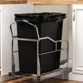 Storvexify Pull Out Trash Can Under Cabinet with Soft-Close Slides，Heavy Duty Under Sink Trash Can Pull Out Slider for Kitchen Cabinet，Garbage Can Not Included, Requires 11" W X 18" D Cabinet Opening