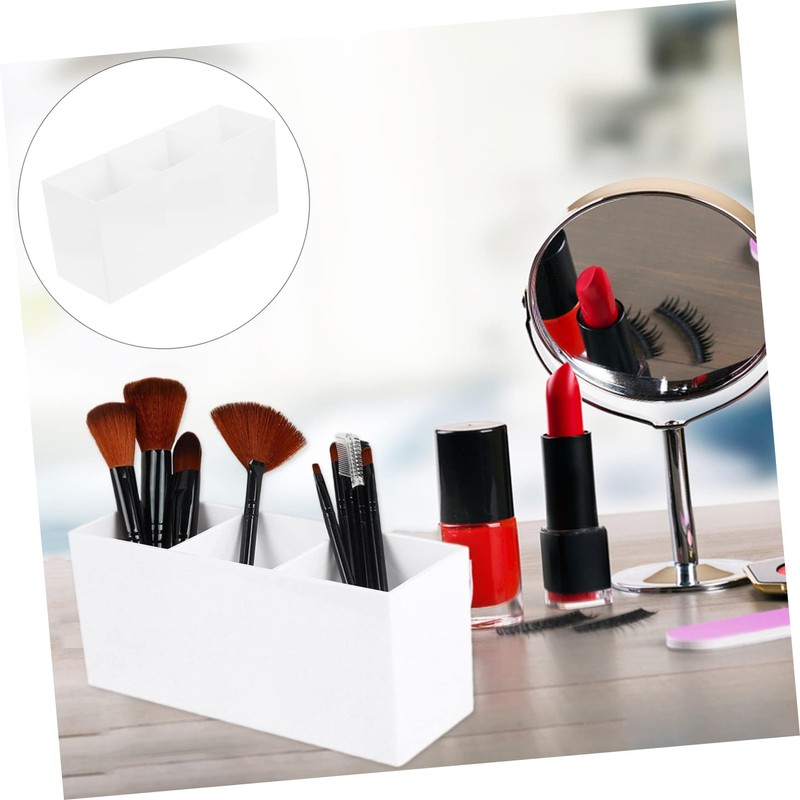 Healeved 3grids Slot Makeup Brush Holder Black Cosmetic Storage Organizer