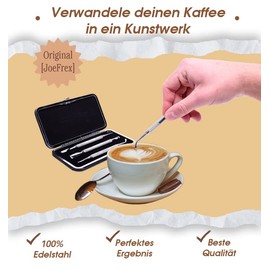 JoeFrex Latte Art Pen - Set for Latte Art - 6 Functions - Coffee Gift - Barista Cutlery - Barista Tool - Latte Art Pen - Barista Set - Barista Accessories