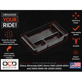 Vehicle OCD - Center Console Organizer Tray for Chevy Silverado 1500 / GMC Sierra 1500 (2019-2021) and 2500/3500 HD (2020-2023) (full console w/bucket seats ONLY) - Made in USA - SLX153