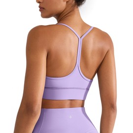 BRXL Y Back Padded Sports Bras for Women Racerback Low Impact Buttery Soft Yoga Pilates Gym Sports Bra Purple