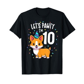 10 Years Old Corgi Dog Lover 10th Birthday Party Outfit Kid T-Shirt
