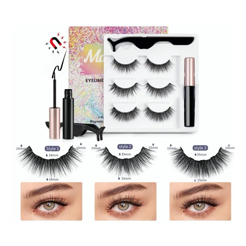 Kit De Pestañas Postizas Magnéticas & Delineador Magnetico