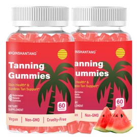 Tanning Gummies for Women, 2 Pack, Daily Skin Support Supplement, Sugar Free | Astaxanthin, L-tyrosine, Lycopene, Vitamin A | Radiant Skin & Antioxidant Support | Vegan, Non-GMO, 60 Servings
