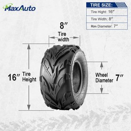 MaxAuto Set of 4 16x8-7 ATV Tires Mini Bike Tire 16x8x7 Go-Kart All Terrain Quad Tires,6 PR Tubeless UTV Mud Sand Tire 16 8 7, 4 Pack
