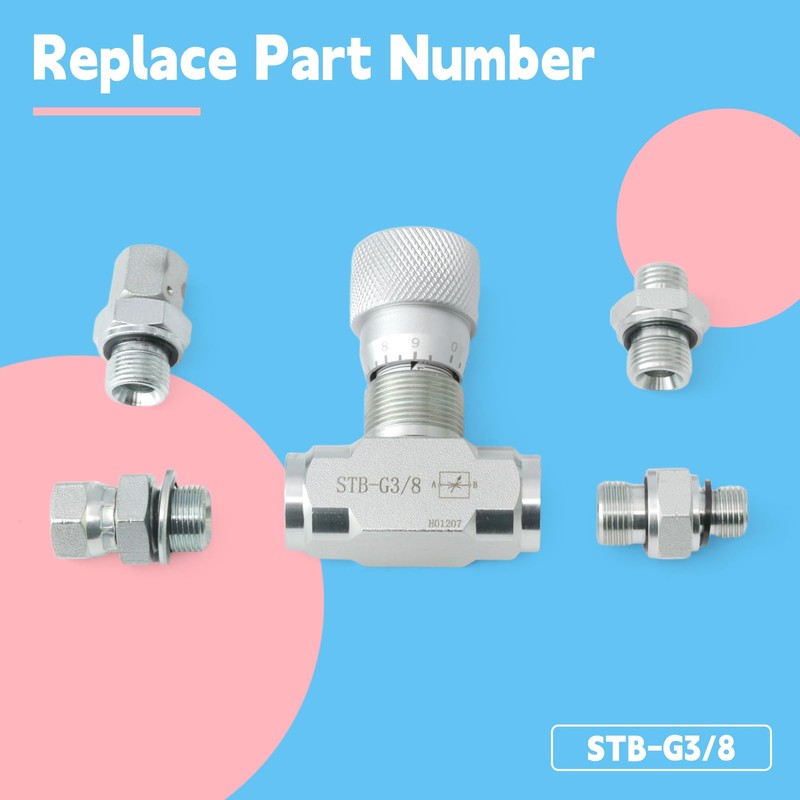 STB-G3/8 Hydraulic Flow Control Valve Compatible with Mini Excavator, 3/8"