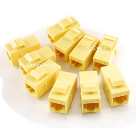 CablesOnline, 10-Pack CAT6 Female/Female RJ45 Ethernet Yellow Keystone Jack Coupler, WP-C02YL-10