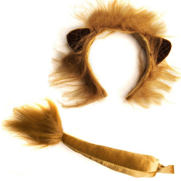 Funny Party Hats Lion Ears and Tail and Paw Set - Lion Costume - Ears Headband - Animal Headbands with Ears Brown - Lion Paws
