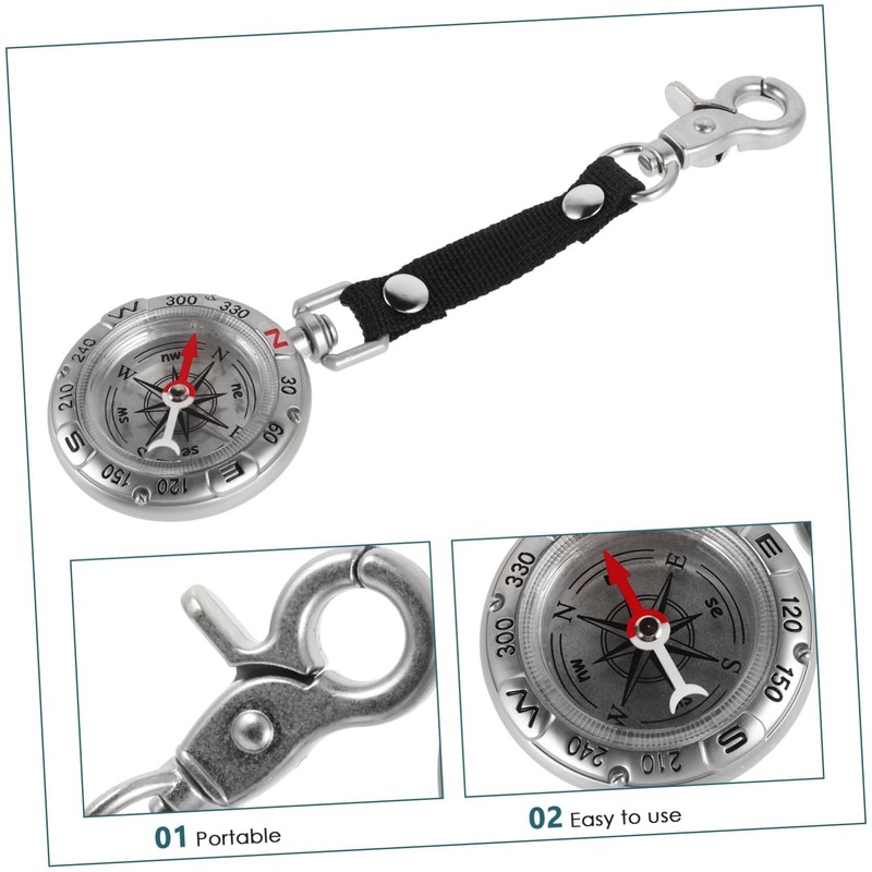 Totority Portable Keychain Compass for Outdoor Navigation Wear Resistant Zinc