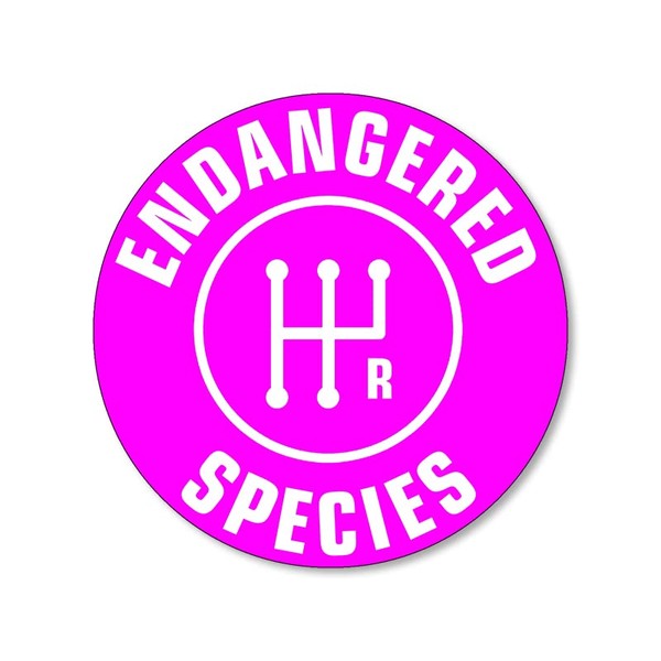Round Hot Pink Stick Shift - Endangered Species Sticker (Decals