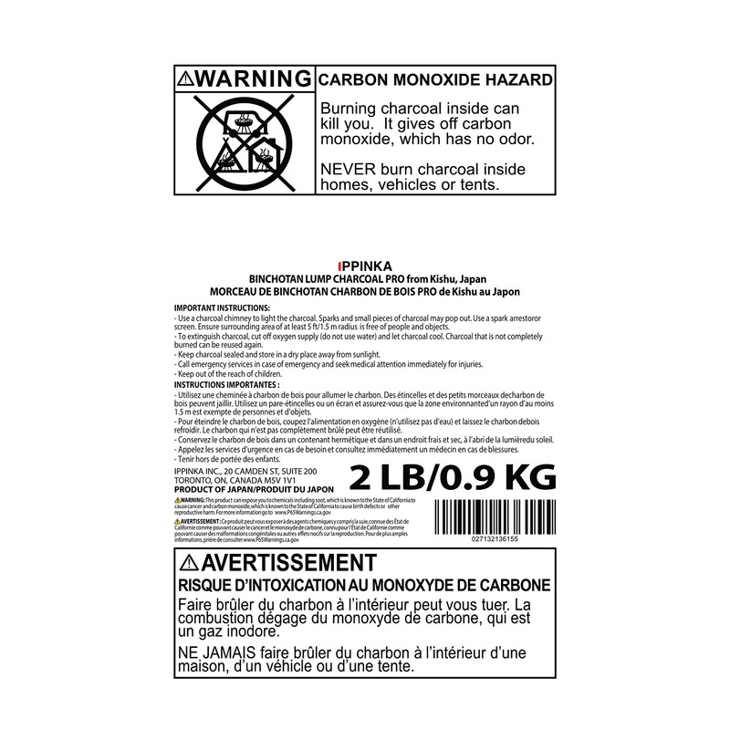 IPPINKA Kishu Pro Grade Japanese Binchotan BBQ Charcoal, 2lb of