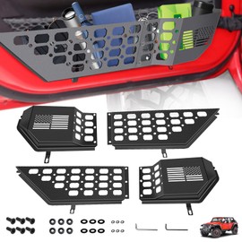 Metal Front Door Storage Box for Jeep Wrangler JL JLU 4XE 2018-2024 Jeep Gladiator JT 2020-2024 Metal Door Net Pocket Replacement Jeep Wrangler Accessories 2PCS