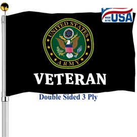 Army Veteran Emblem Flags 3x5 Outdoor Double Sided- US Armed Force Green Crest Military Flag 3 Ply Heavy Duty with 2 Brass Grommets for Outside Outdoor