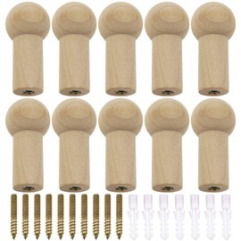 NewZC 12PCS Wooden Coat Peg Natural Wood Hook with Screw 2.5x5.2cm Decoration Wood Peg Hook for Wall Coat Hat Towel Robe Hanger- Maximum Load 7kg