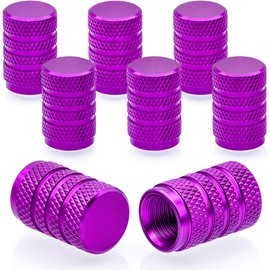MEAJOO 8PCS Tire Valve Stem Caps, Dust Proof, Anodized Aluminum Universal Tire Valve Stem Covers for Cars, SUV, Trucks, Bikes, Motorcycles, Bicycles(Purple)