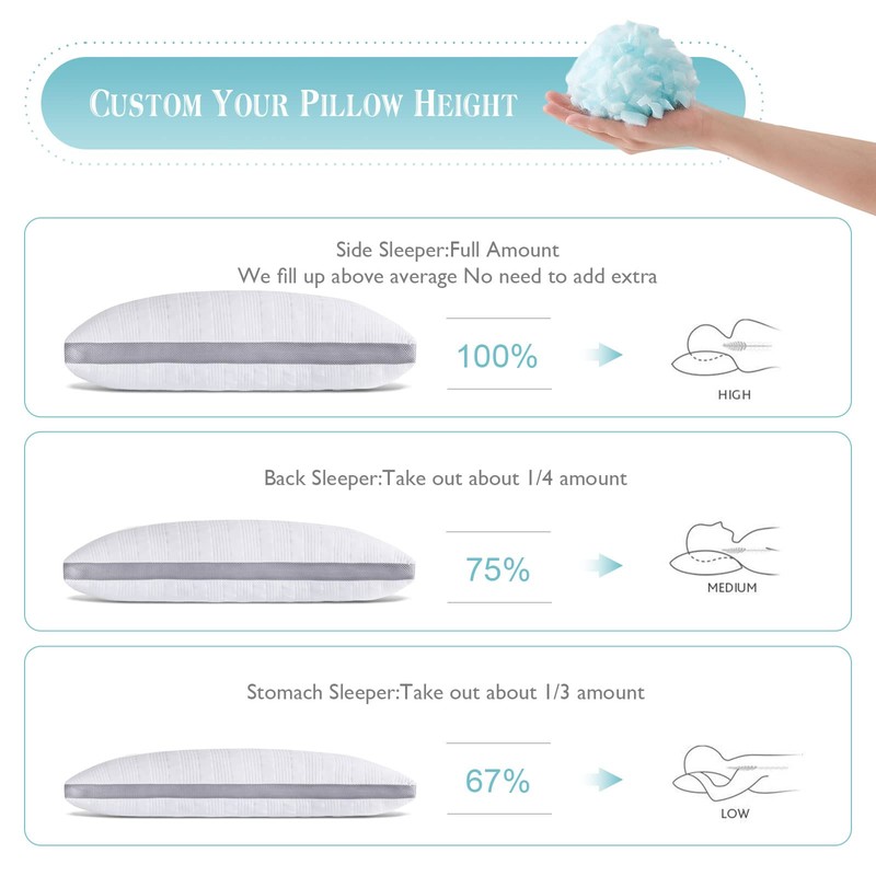 Meoflaw Cooling Pillows King Size Set of 2,Shredded Memory Foam