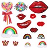 16PCS Red Lips Sequin Iron on Patches, Red Lips Rainbow