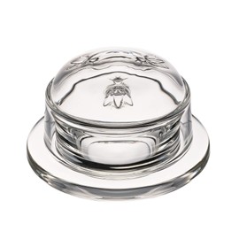 La Rochere Bee Butter Dish with Lid for Countertop – Bee Embossed French Butter Dish - Glass Butter Dish with Lid for Butter, Jams, & Sauces – Dishwasher Safe Butter Keeper Dish (2.5 oz)