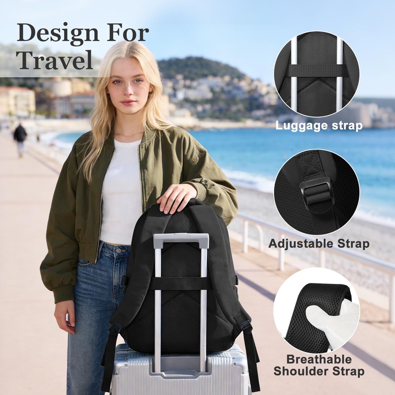 Cypak Black Backpack for School Teens Boys Girls, Large Capacity