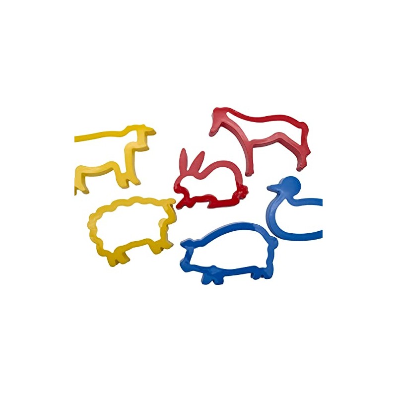 Strong Plastic Cookie/Dough Cutters - Pack of 6 Animal Shapes