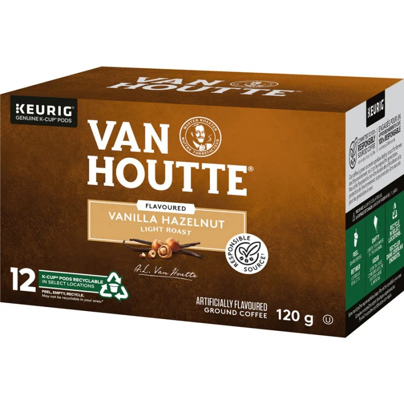 Keurig Van Houtte Vanilla Hazelnut Coffee, Light Roast, Keurig 12ct