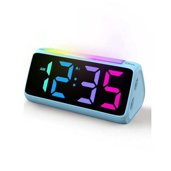 Netzu Digital Alarm Clock Children with Light, Colourful LED Display,