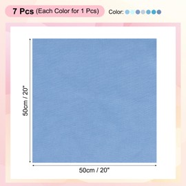 PATIKIL Cotton Fabric Bundles, 7 Pcs 20 x 20 Inch Fat Quarter Solid Color Precut Fabric Squares for Sewing Patchwork Quilting DIY Crafts, Blue