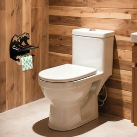 Bear Toilet Paper Holder with Shelf - Rustic Bathroom Wall Decor