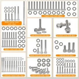 BIGLKNM Raptor Bolts and Nuts Fit for Yamaha 2006 & UP YFM700R YFM 700 Raptor 700 Polished 304 Stainless Steel Engine Bolt Assortment Kit-160 pcs