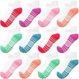 TRAMLE Girls Sports Cotton Socks,12 Pairs children 1-13 years colorful mesh breathable and comfortable socks for toddler kid