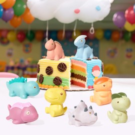 AMCHSURI Bath Toys, Dinosaur 9 Pack | Sealed, No Hole & Mold Free Bath Toys Design | Soft, Squeezable & Float on Water | Safe & Non-Toxic Easy-Grip Baby & Toddler Bath Toy Set | Baby Pool Toys