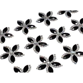 Craftbuddy US CB054 12 Black Diamante Self Adhesive Stick on Flower Gems Wedding Craft