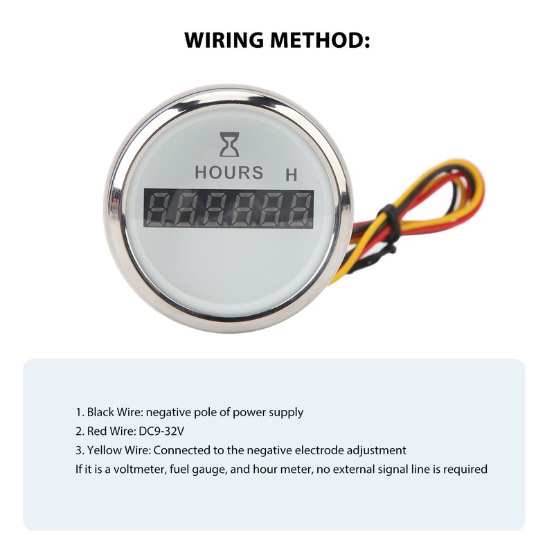 DC 9‑32V 52MM Boat Round Digital Hour Meter High Precise