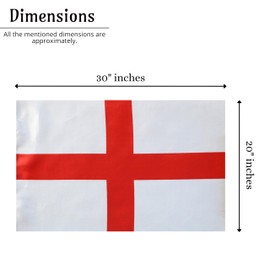 Lizzy England 2.5 x 1.6 FT (76 x 50 Cm) Flag | St George's Cross Red & White English National Flag Double Side for Football Euro Garden Street Party Decoration