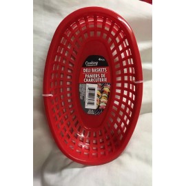 Cooking Concepts Set 4 Red BBQ Plastic Deli Basket Sandwich Burger Hot Dog Picnic Food Serving