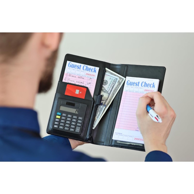 Server Book with Calculator, Expandable Server Books for Waitress, Waiter