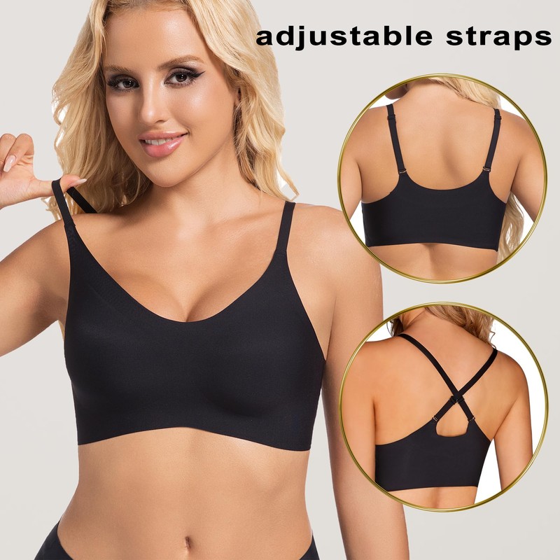 PRETTYWELL Bralettes for Women Padded, Cross-Back Bras for Women Wirefree,