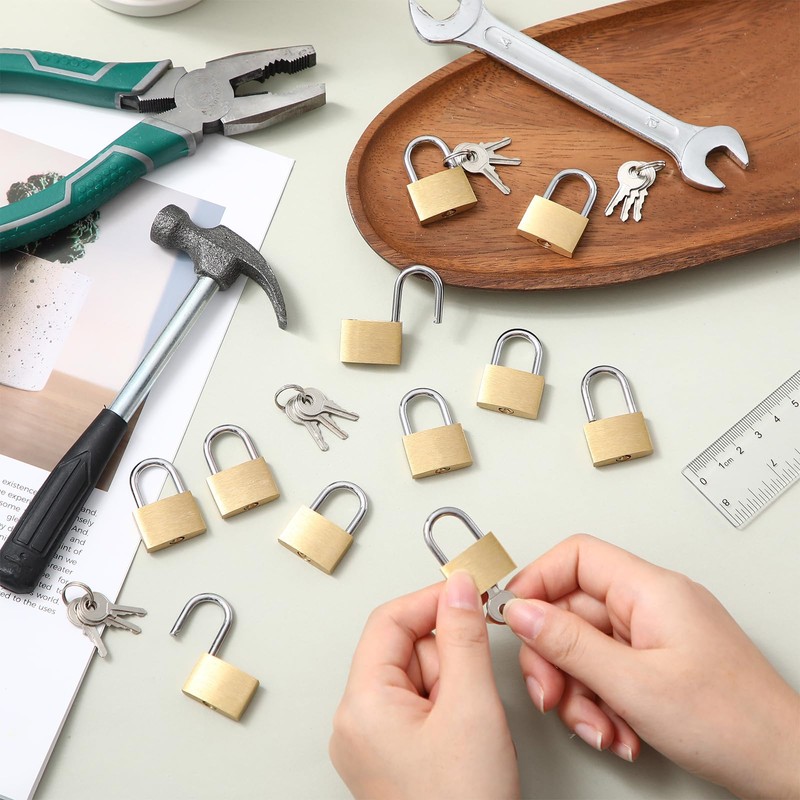 Yaocom 24 Pcs Solid Brass Keyed Padlock, Small Yellow Gym