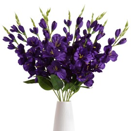 IPOPU Purple Gladiolus Artificial Flowers 10 PCS Silk Gladiolus Flowers Purple Flowers 30 in Fake Gladiolus Flowers for Wedding Home Party Floral Arrangement Centerpiece Table Decoration(Purple)