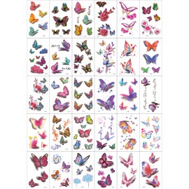SOYANGNEK 30 Pcs Tattoo Stickers Butterfly Body Stickers Long Lasting Waterproof Removable Cute Tattoo Stickers Butterfly 3D Tattoo Stickers for Women Arm Leg Body Chest Shoulder Back Easy to Apply